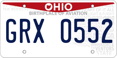 OH license plate GRX0552