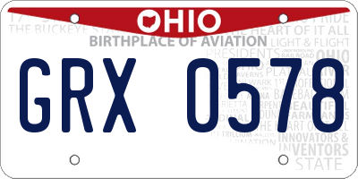 OH license plate GRX0578