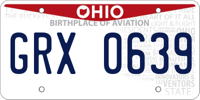 OH license plate GRX0639