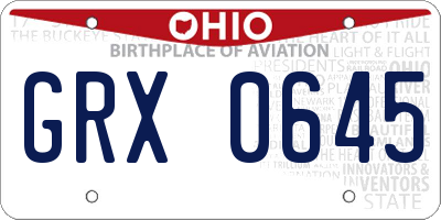 OH license plate GRX0645
