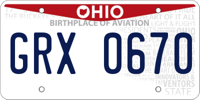 OH license plate GRX0670