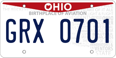 OH license plate GRX0701