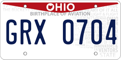 OH license plate GRX0704