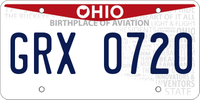 OH license plate GRX0720