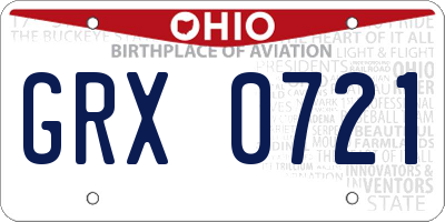 OH license plate GRX0721
