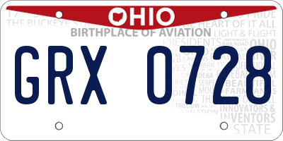 OH license plate GRX0728