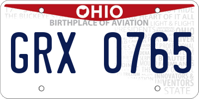 OH license plate GRX0765