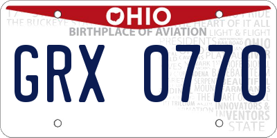 OH license plate GRX0770