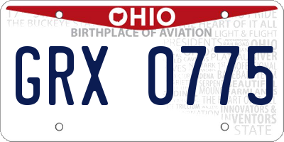 OH license plate GRX0775