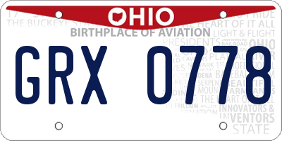 OH license plate GRX0778