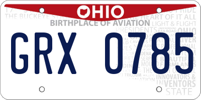 OH license plate GRX0785