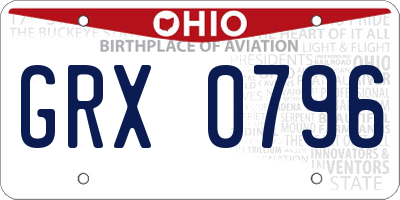OH license plate GRX0796