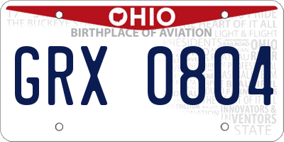 OH license plate GRX0804