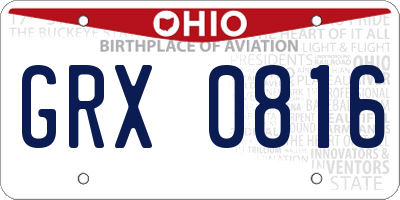 OH license plate GRX0816