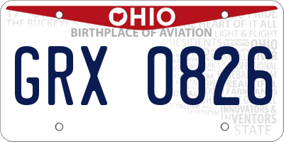 OH license plate GRX0826