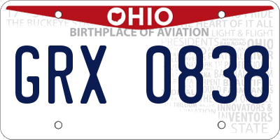 OH license plate GRX0838