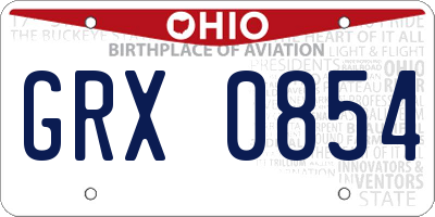 OH license plate GRX0854