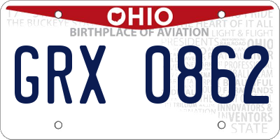 OH license plate GRX0862