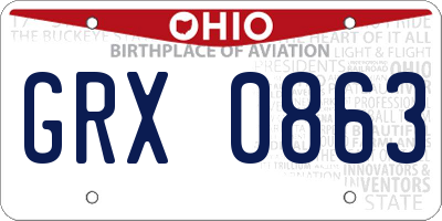 OH license plate GRX0863