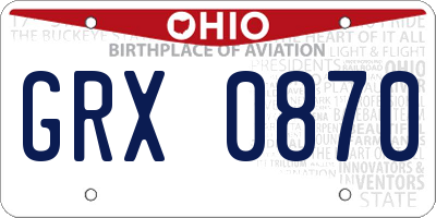 OH license plate GRX0870