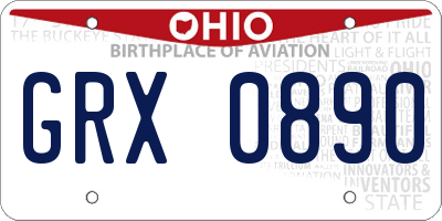 OH license plate GRX0890