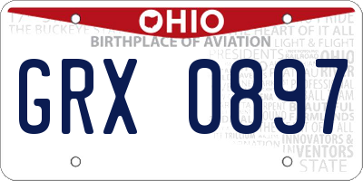 OH license plate GRX0897