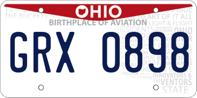 OH license plate GRX0898