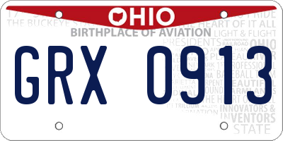 OH license plate GRX0913