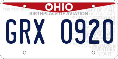 OH license plate GRX0920