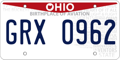 OH license plate GRX0962