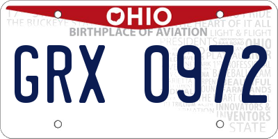 OH license plate GRX0972