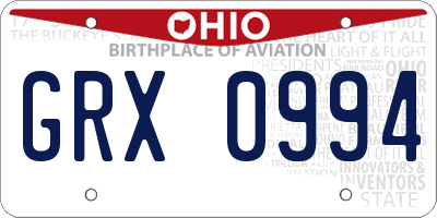 OH license plate GRX0994