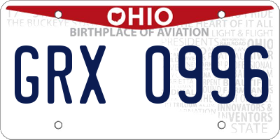 OH license plate GRX0996