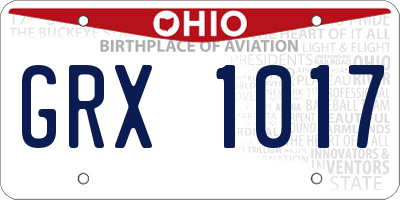 OH license plate GRX1017