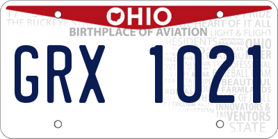 OH license plate GRX1021