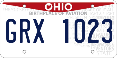 OH license plate GRX1023