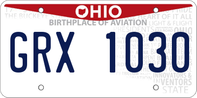 OH license plate GRX1030
