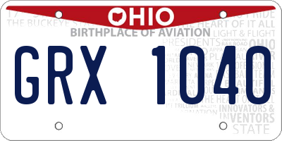 OH license plate GRX1040