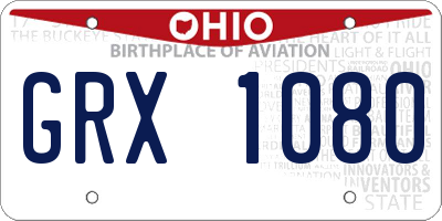 OH license plate GRX1080