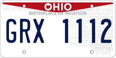 OH license plate GRX1112