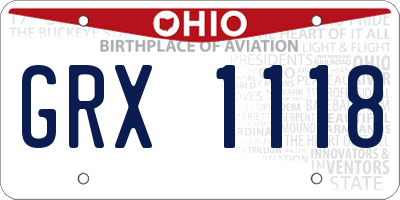 OH license plate GRX1118