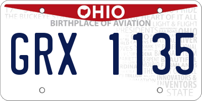 OH license plate GRX1135