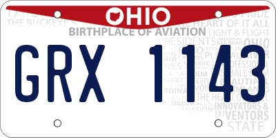 OH license plate GRX1143