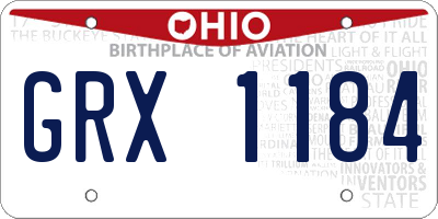 OH license plate GRX1184