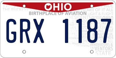 OH license plate GRX1187