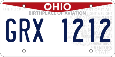 OH license plate GRX1212
