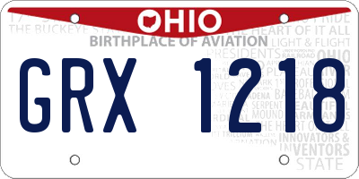 OH license plate GRX1218