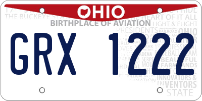OH license plate GRX1222