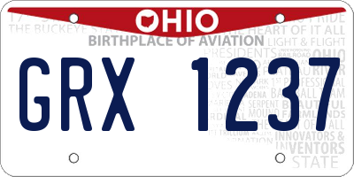 OH license plate GRX1237