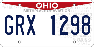 OH license plate GRX1298